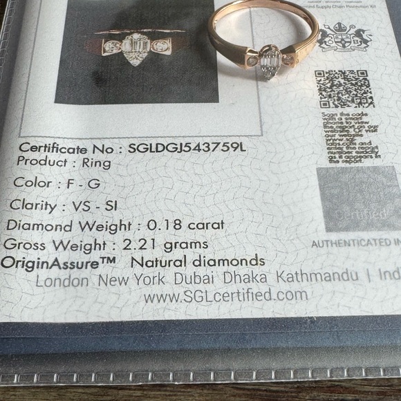 18k real natural diamond ring in rose gold